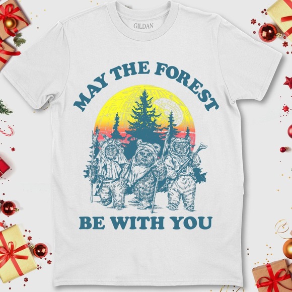 Star Wars Ewok Sunset May The Forest Be With You Earth Day Unisex T-Shirt - Picture 1 of 2